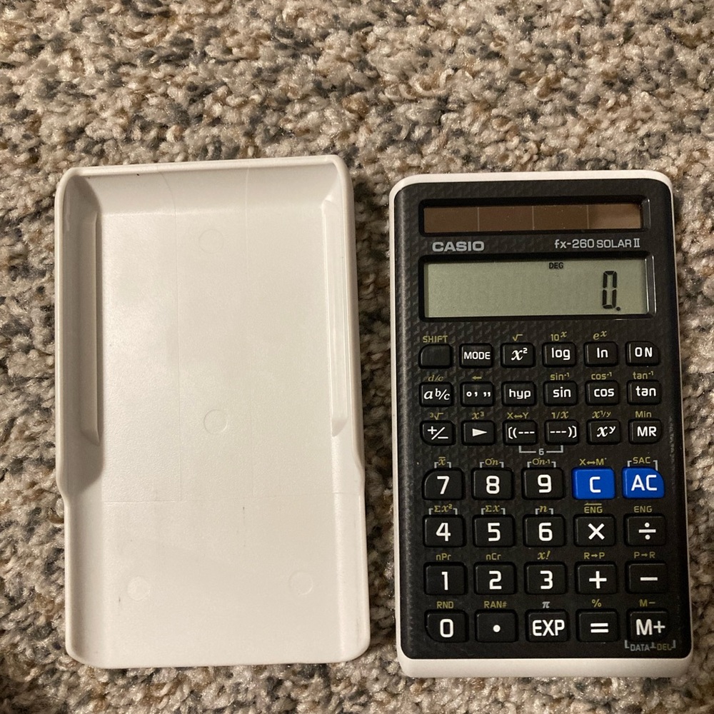 Casio fx-260 solar II scientific calculator white grey black plastic cover case